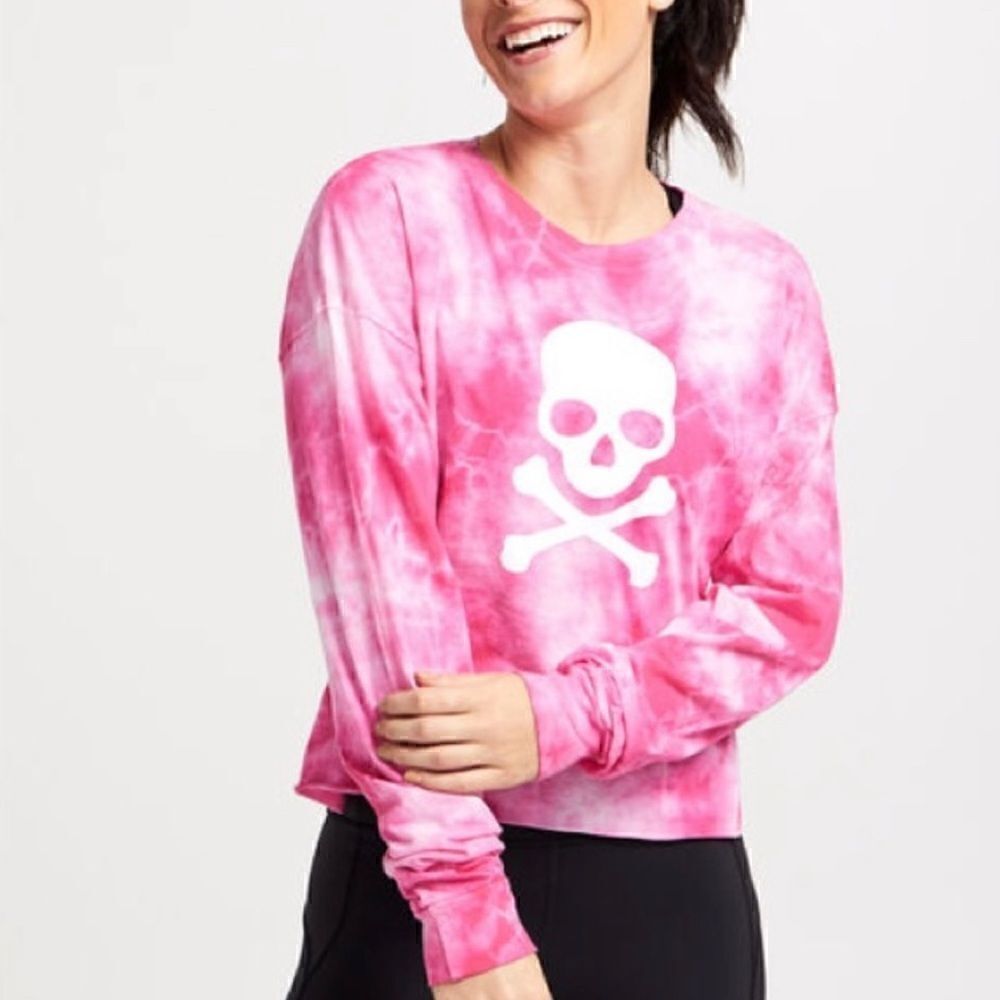 Soulcycle super soft pink tie-dye cropped long sleeve tee medium - Picture 3 of 6